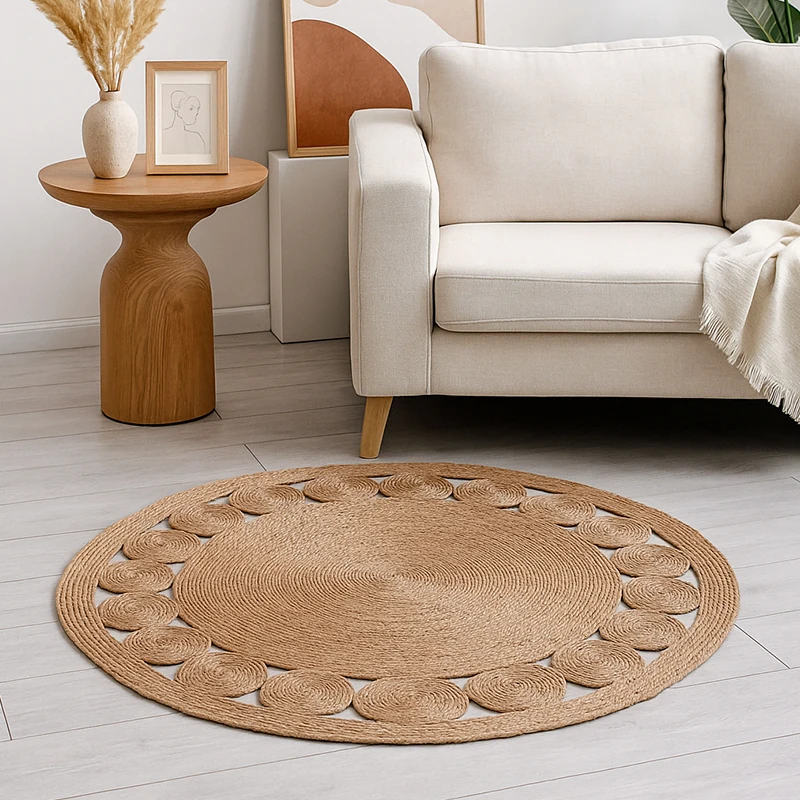 DDH0004 Hand-Woven Straw Rattan Carpet for Indoor Decor-3