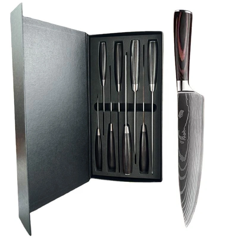 SNKnives-017 Professional 10-Piece Japanese Kitchen Knife Set with High Carbon Stainless Steel Blades and Wooden Handles 1