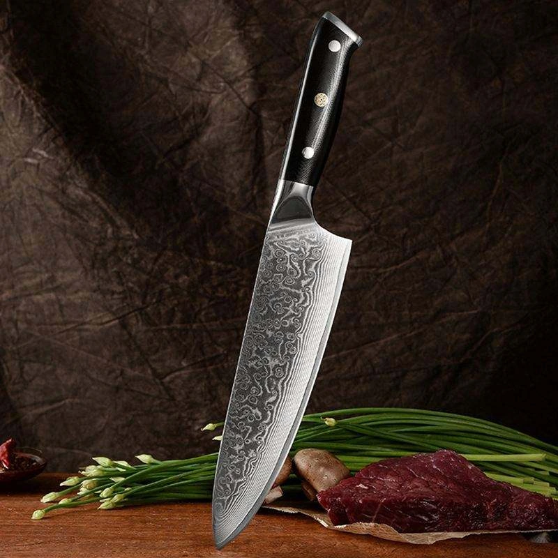 SNKnives-015 Professional 8 Inch Damascus Steel Chef’s Knife with Eco-Friendly G10 Handle 3