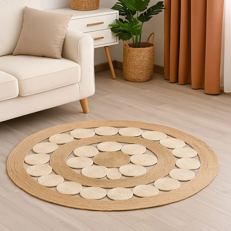 DDH0001 Natural Straw Rattan Woven Floor Mat for Indoor Decor 3