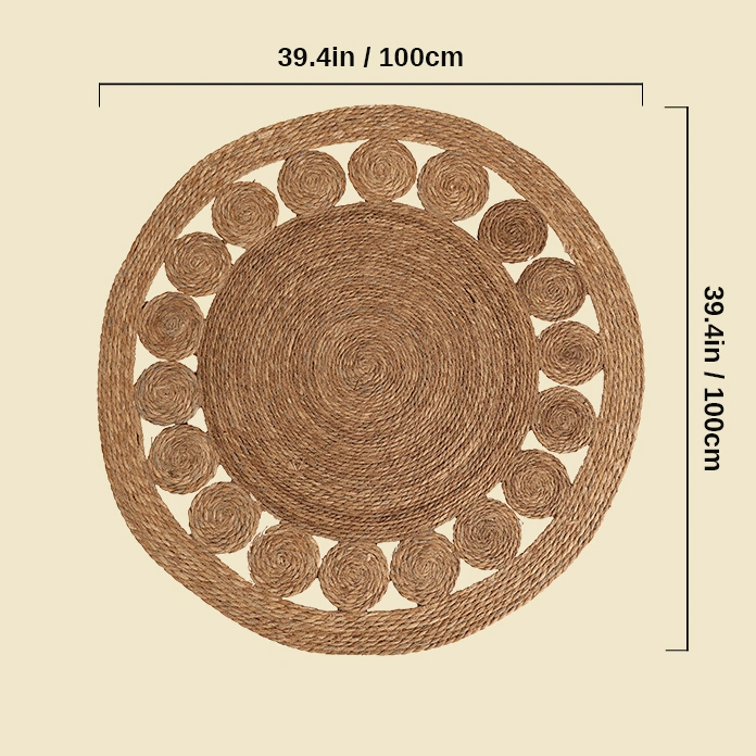DDH0004 Hand-Woven Straw Rattan Carpet for Indoor Decor-2