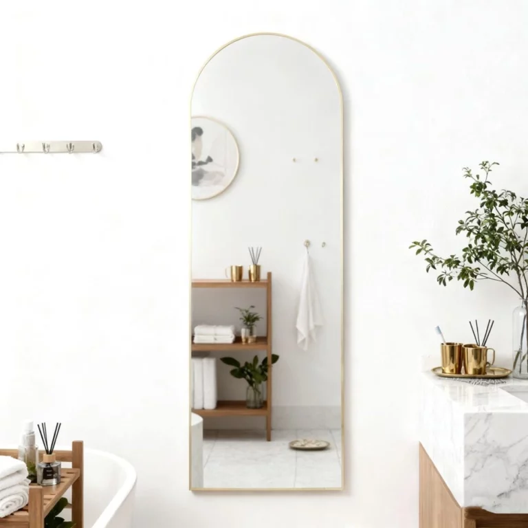 JZL0114-15 Arched Full Length Mirror Aluminum Alloy Framed Floor Mirror 45x140cm 1