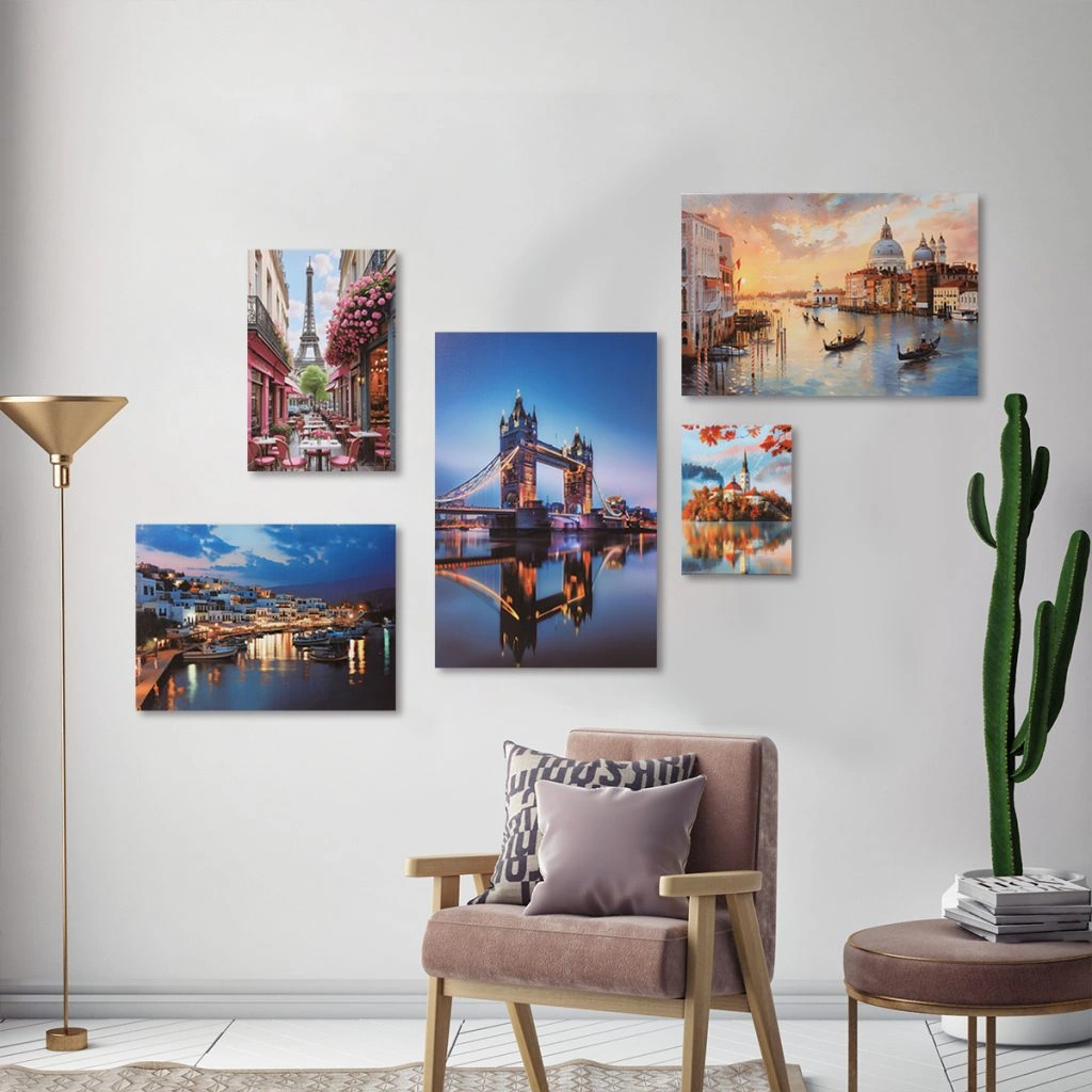 PHHHX0001 5 Pcs Framed Canvas Art Printing Painting for Home Decor 1