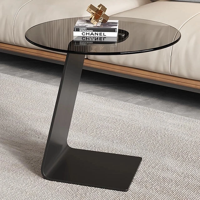 SNCTABLE0002 Modern Glass Coffee Table with Black Metal Base 3