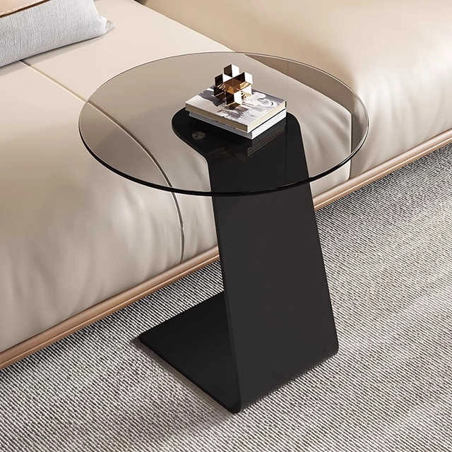 SNCTABLE0002 Modern Glass Coffee Table with Black Metal Base 2