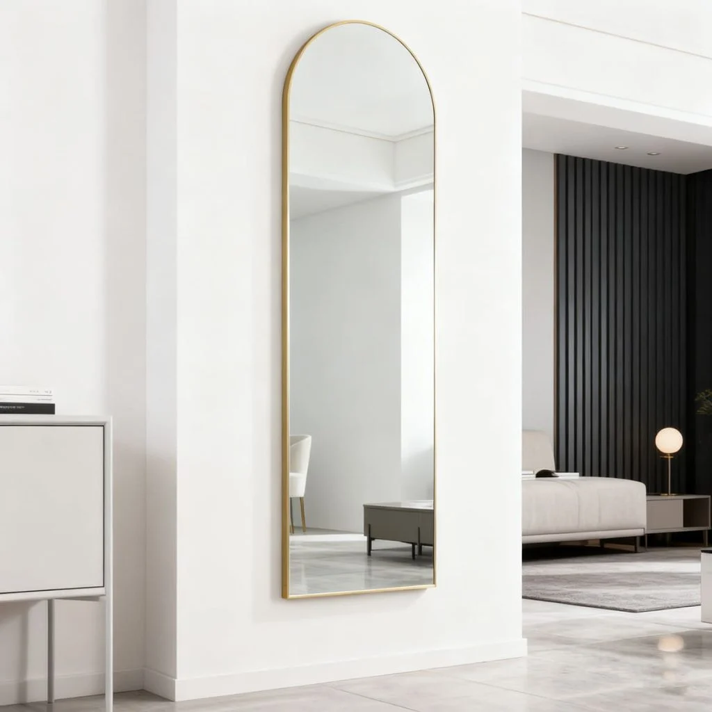 JZL0114-15 Arched Full Length Mirror Aluminum Alloy Framed Floor Mirror 45x140cm 2
