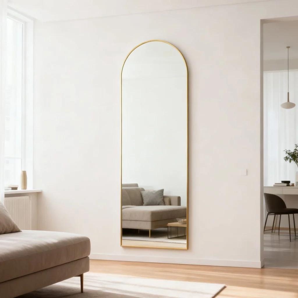 JZL0114-15 Arched Full Length Mirror Aluminum Alloy Framed Floor Mirror 45x140cm 3